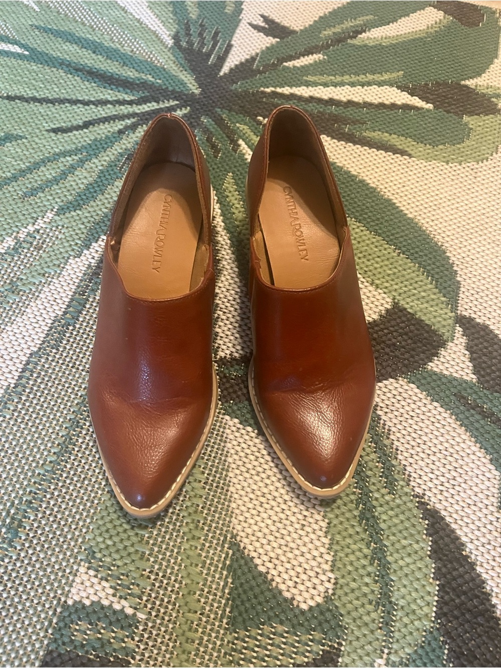 Cynthia Rowley Eddie Brown Pointed Toe Leather Ankle Booties
